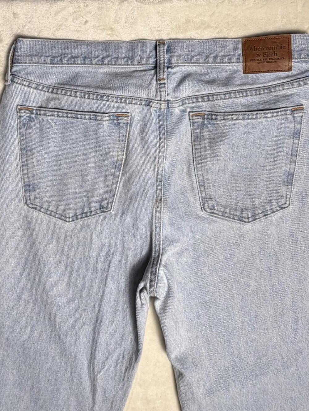 Abercrombie & Fitch Men's Authentic Rigid Denim Baggy Jeans 33x32 Light Wash